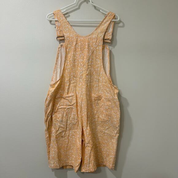 Choices from Gitano Vtg Womens Sz Large Orange & White Floral Overalls Y2K - Picture 6 of 7